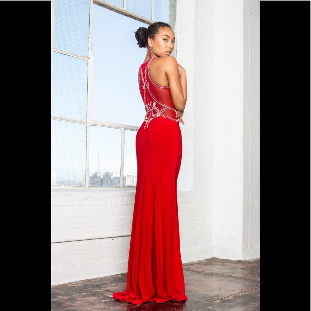 💐SALE💐 Illusion Back Floor Length Dress - Picture 2 of 5